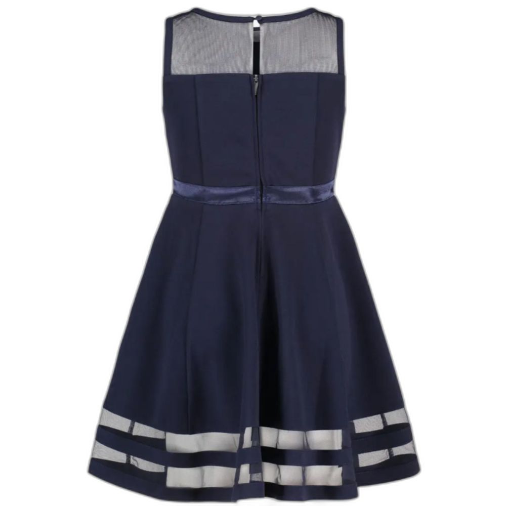NWT Calvin Klein Navy Illusion Mesh Ribbon Bow Key Hole Back Button Detail 12 - Picture 2 of 2
